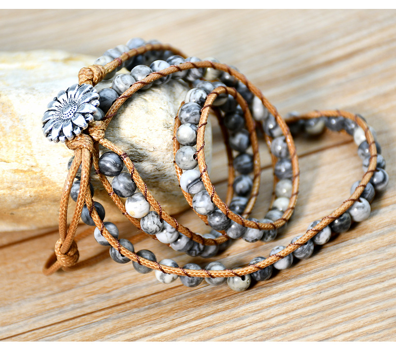 Retro Geometric Alloy Natural Stone Rope Wholesale Bracelets display picture 1