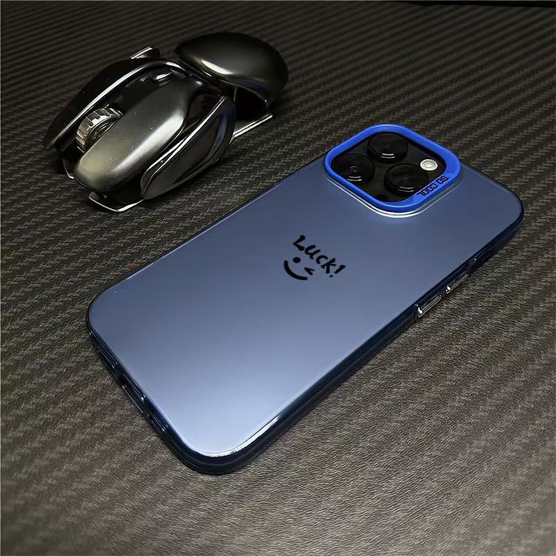 Cáscara plateada de color-azul-cara sonriente