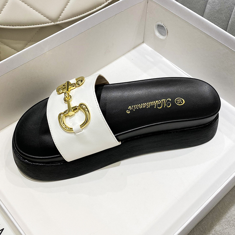 Genuine leather slippers women's summer wear thick bottom 2022 new fashion all-match net red small size 313233 beach shoes ins_voghion.com