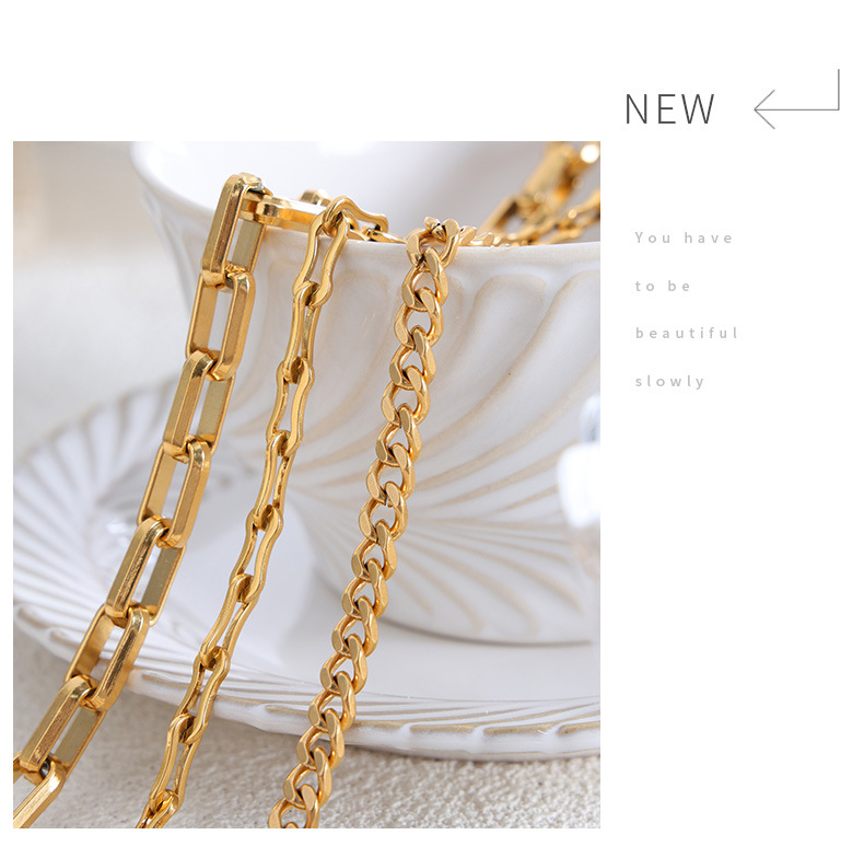 11g Weight 0.03µm-0.05µm Gold Plating Thickness PVD Coated Gold Plating Process 18K Real Gold Plated, Real Gold Plated Plating Material Bracelets, Necklace Classification Necklace + Jewelry Quantity Daily, Street Occasion 304 Stainless Steel Material Solid Color Pattern Unisex Gender Hip-Hop, Simple Style Style Waterproof Non Tarnish, Plating Craft PVD Coated Real Gold Plated 18K Gold Solid Color Titanium Steel Hip-Hop Simple Style Waterproof Non Tarnish Bracelets Necklace 7