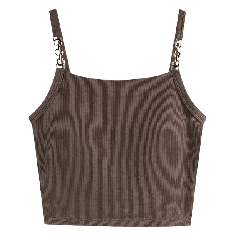 2036 # chaleco de cadena chic francesa de chicas calientes de pequeño cinturón para mujeres con una base americana sexy sin cojín de pecho de manguito