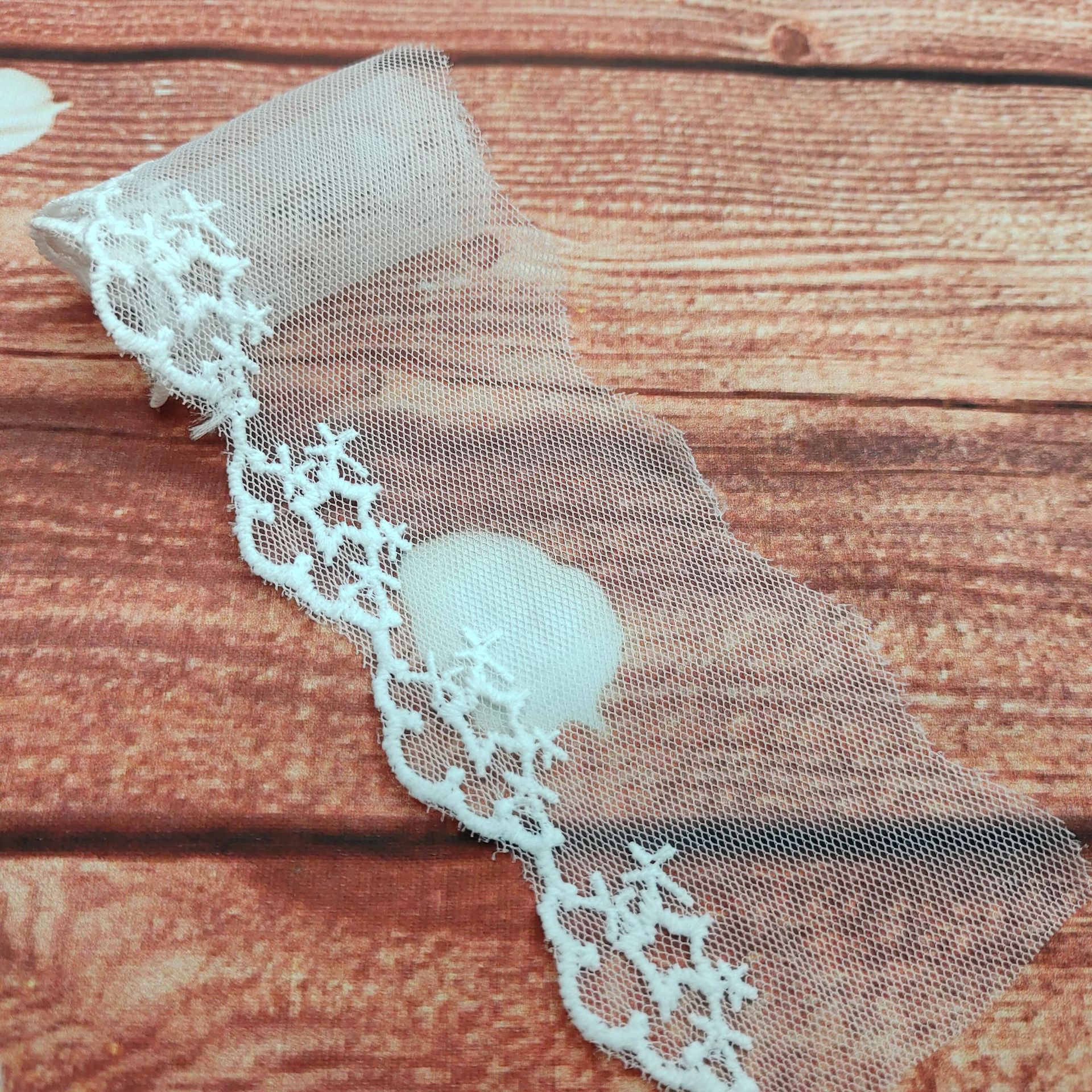 网纱底小连条蕾丝花边牛奶丝五角星小碎花单边波浪DIY服装配饰