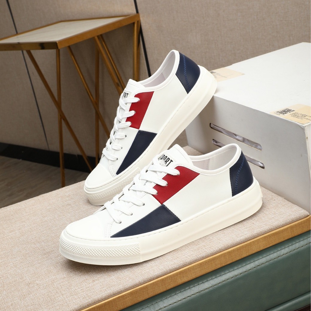 Sneakers uomo di lusso in vera pelle bianca scarpe casual_voghion.com