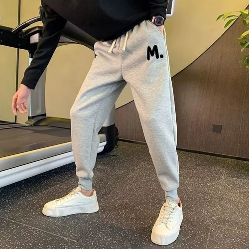 Spring and Autumn trendy brand sweatpants for men, 2024 Meilad-style athletic pants—casual ankle-tied cropped trousers.