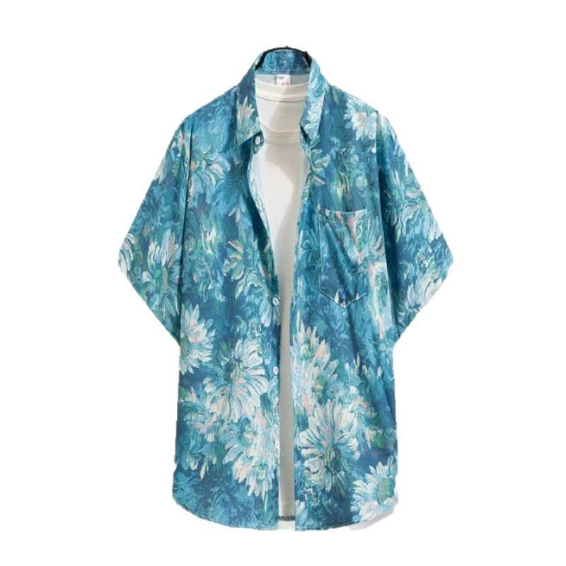 Рубашка Summer oversize хип‑хоп короткий рукав, унисекс, свободный крой (размеры до 4XL)