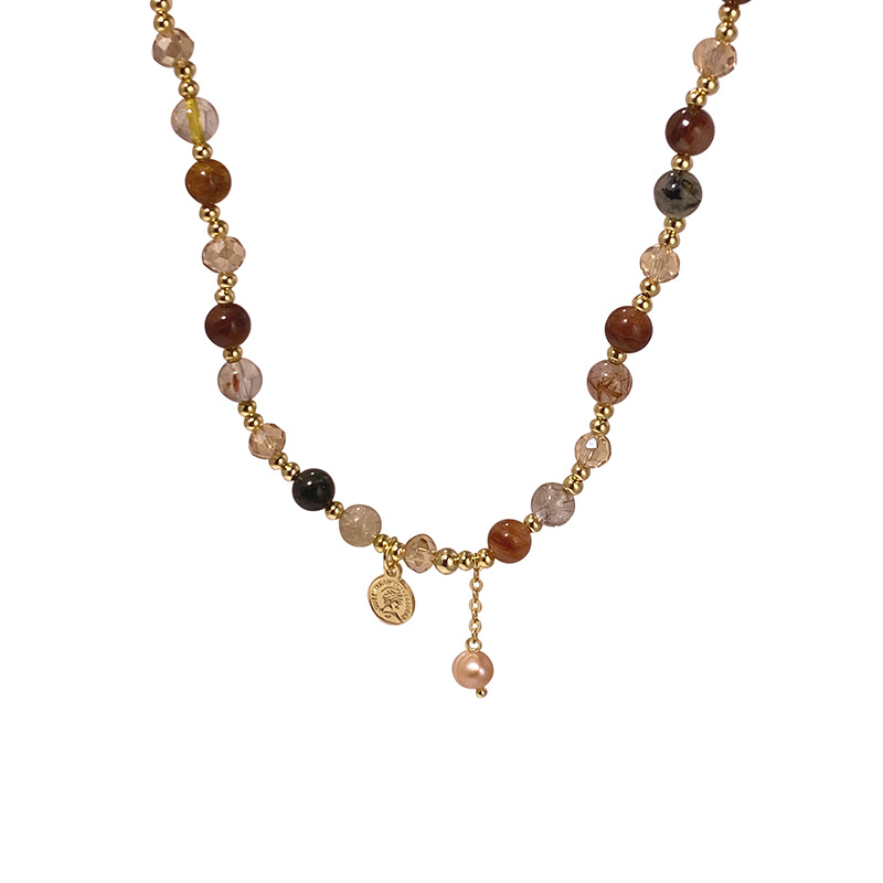 Piedra Natural cristal barroco perla pulsera retrato redondo marca doble capa personalidad todo partido pulsera nueva pulsera de cuentas