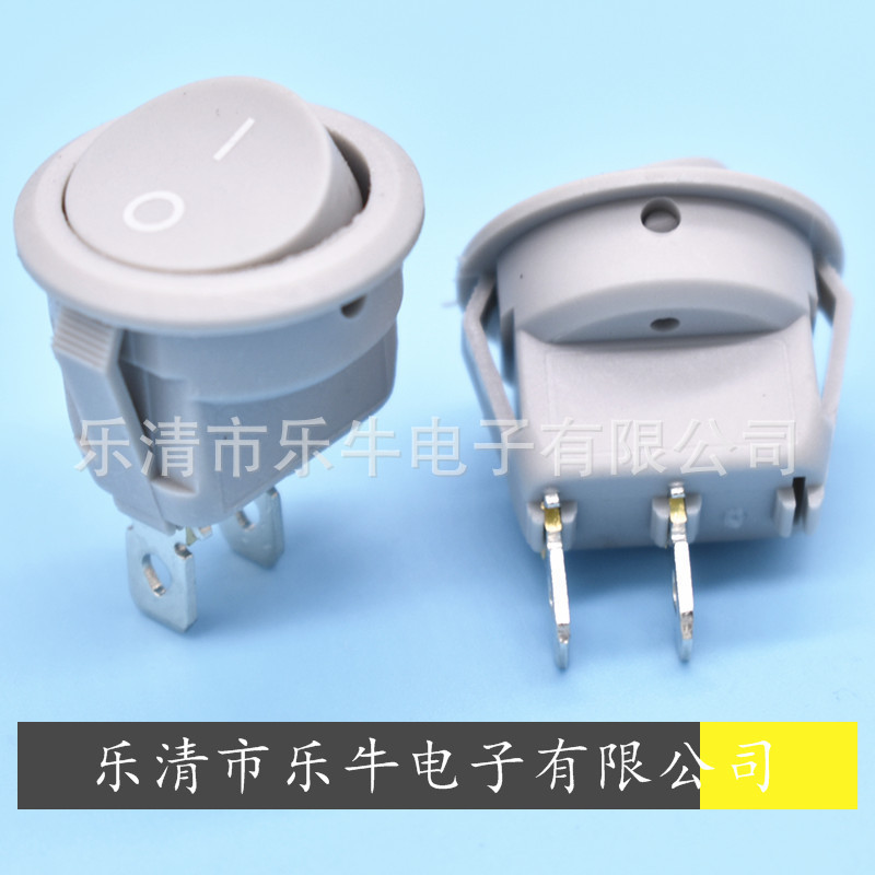 圆形灰色船型开关 KCD1 上圆下方灰色翘板开关 开孔20mm灰色圆形