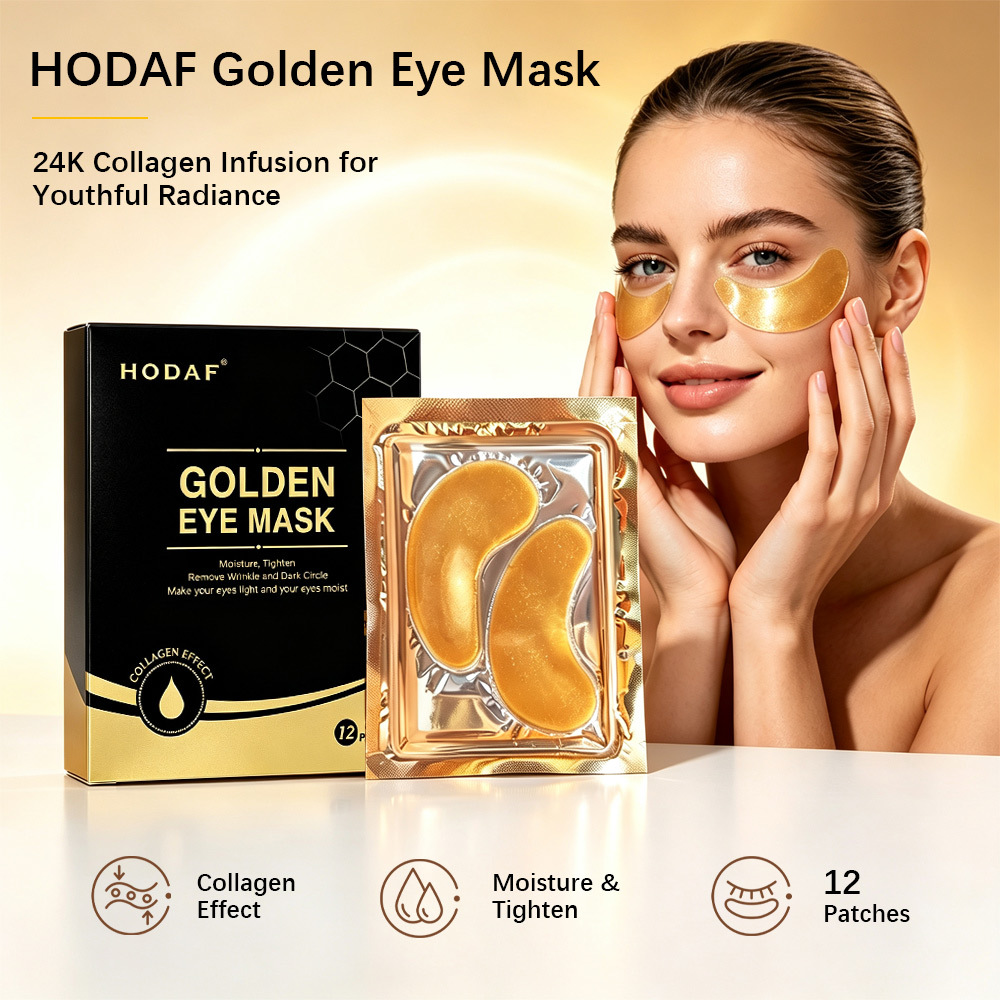 Golden eye mask cross-border wholesale, foreign trade boxed black gold caviar eye patches, OEM production