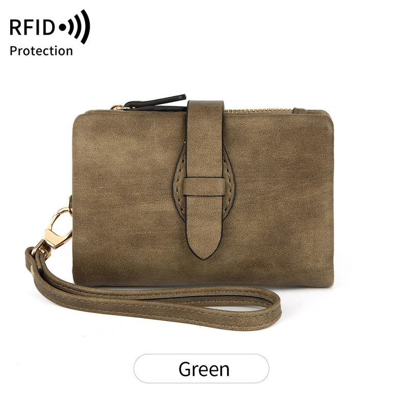 クロスボーダー新 RFID レディース財布 PU ソフトレザー 70% off ショートウォレットレトロファッションジッパーバックル小銭入れ|undefined