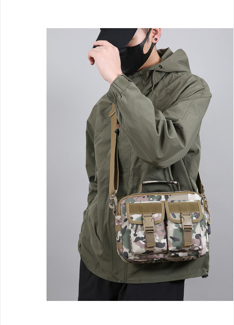 Single-shoulder bag, outdoor tactical multi-functional USB charging crossbody bag, military camouflage backpack, travel outdoor cycling bag undefined