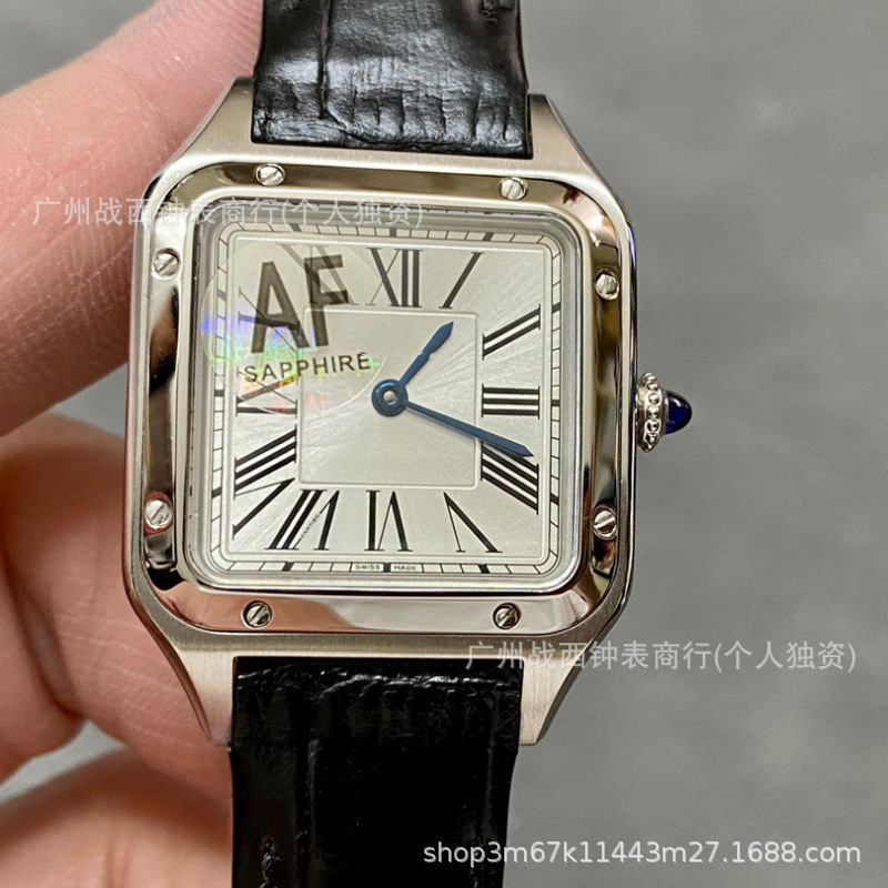 Santos Ultra-Thin Couple's Watch Dumon Series Quartz Waterproof Leather Strap Watch Dropshipping