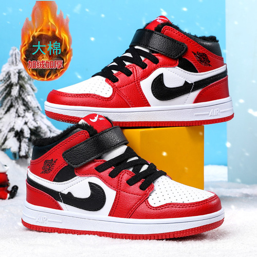 AJ children's cotton shoes boys winter plus velvet thickening  new Northeast large cotton big children's warm high-top sports shoes