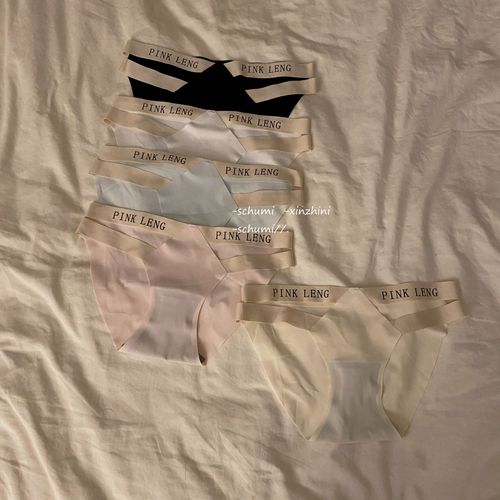 Sweet and Spicy V Waist~Pure Desire Cross Letter Sexy Ice Silk Panties Women's Seamless Summer Cotton Crotch Lifting Women's Triangle