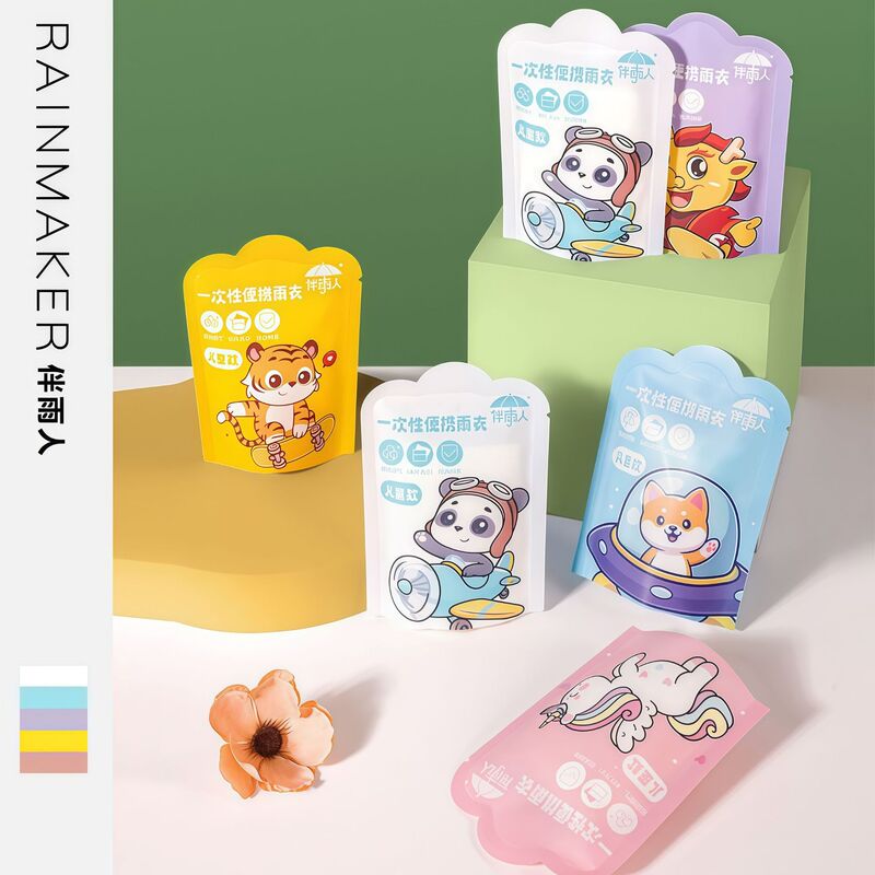 Disposable Children's Raincoat, Thickened Waterproof, Full-Body Raincoat for Girls, Backpack-Friendly, Portable Rain Poncho for Boys and Older Children