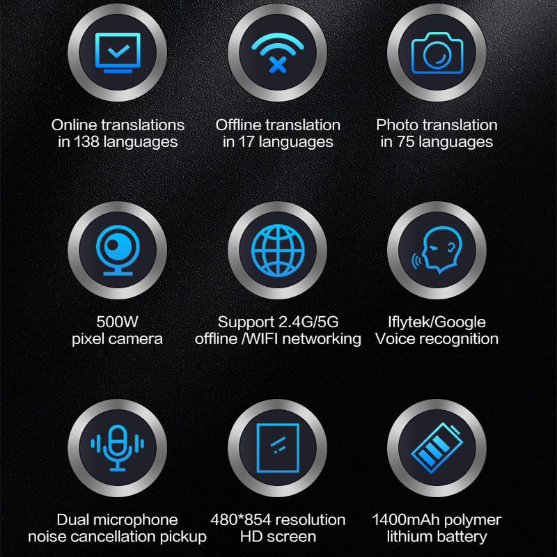 T17 traductor transfronterizo especial traductor auricular dispositivo de cámara inteligente 138 idiomas de voz fuera de línea