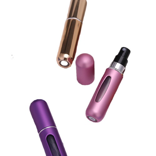 Liquid-filling spray cosmetic bottle 5ML portable rechargeable aluminum self-pump bottom filling perfume bottle