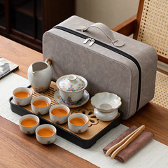Ruyao トラベルティーセット家庭用カンフーティーカップ屋外ポータブルティーカップ 2025 新しいカバーボウルティーポット