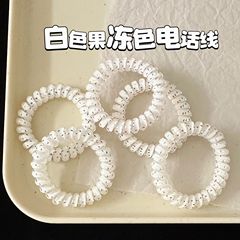 夏のゼリーの白い電話線の髪輪はシンプルで清新で、学生の馬尾の髪のひもの皮の筋のアクセサリーの髪飾りの女性に似合います。