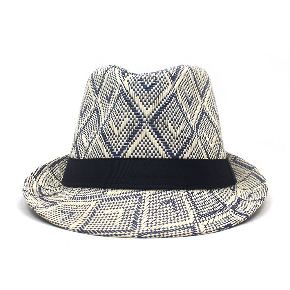 Men's Retro Ethnic Style Lingge Straps Crimping Fedora Hat display picture 2