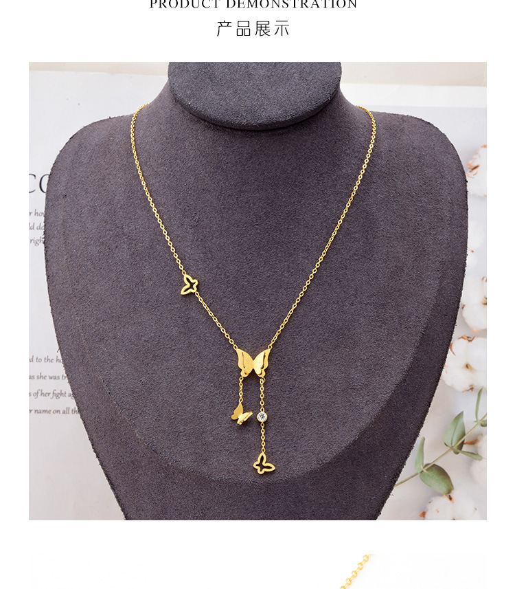 Fashion Butterfly Titanium Steel Necklace Inlay Zircon Stainless Steel Necklaces 1 Piece display picture 2