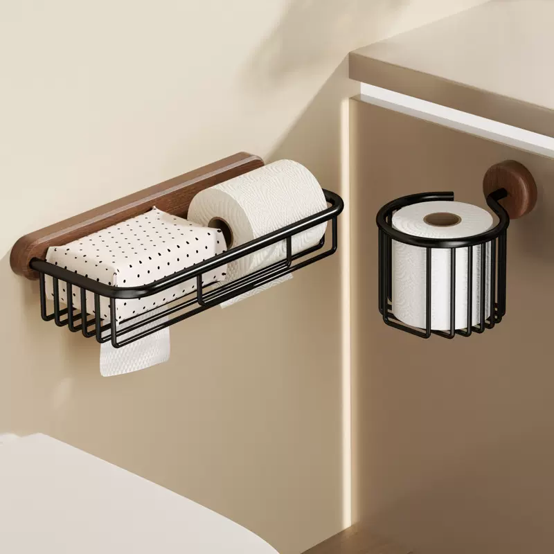 胡桃木卫生间纸巾架抽纸厕所纸巾盒浴室卷纸篓厕纸盒卫生纸置物架
