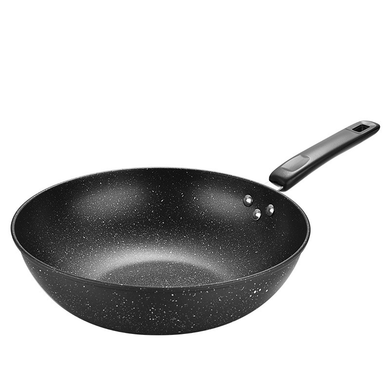热卖多功能麦饭石不粘锅平底炒锅无油烟炒菜锅煎炒炸通用不沾锅|undefined