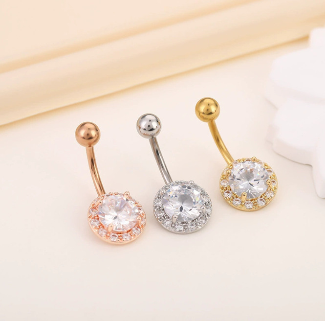 Piercing nombril cœur en acier inoxydable avec zirconia_voghion.com