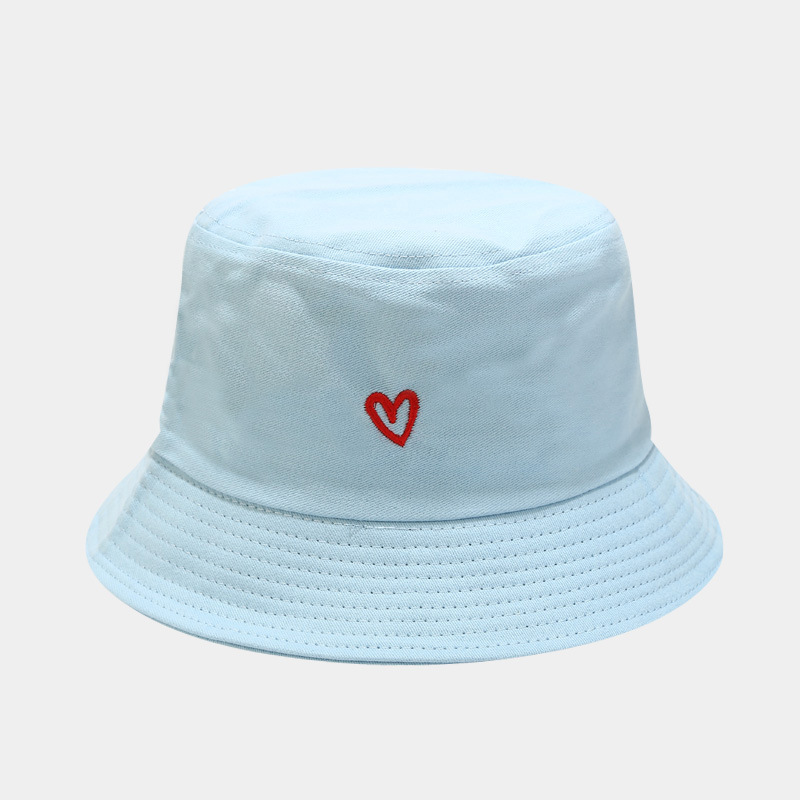 Women's Casual Heart Shape Embroidery Wide Eaves Bucket Hat display picture 3