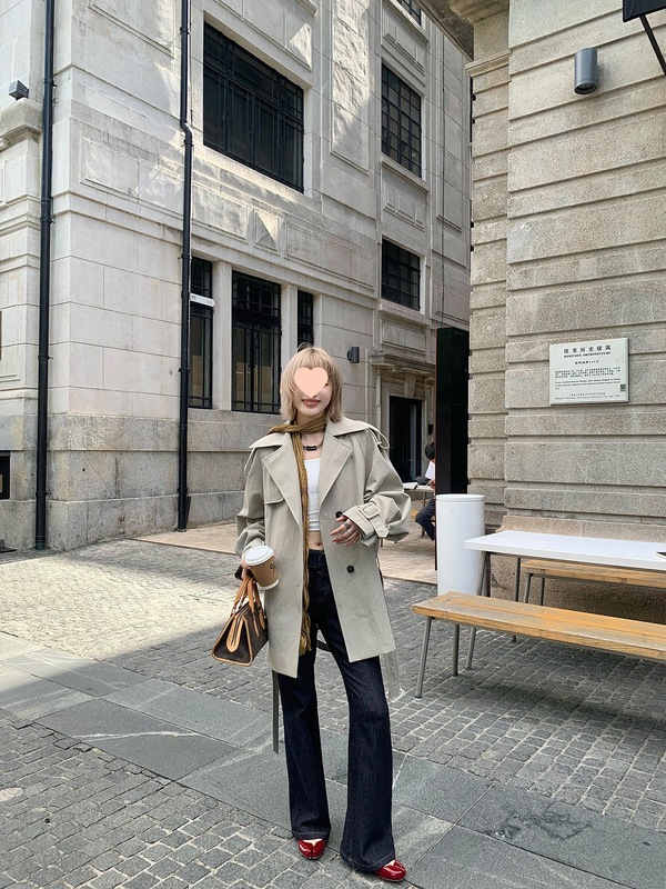 欧阳微喇牛仔裤女秋季高腰修身显瘦弹力拖地长裤直筒复古裤子|undefined