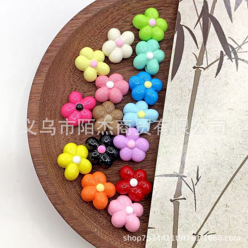 15mm亚克力烤漆直孔散珠大花朵散珠 串珠diy手机链钥匙扣材料配件|undefined