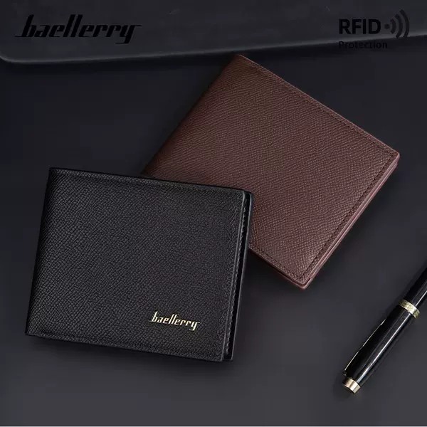 New high sense wallet short men's RFID anti-theft brush European and American style multi-function zipper coin purse money clip men