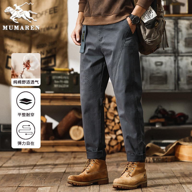 Wrangler Spring and Summer Thin Men's Casual Cargo Pants Straight Tube Loose plus size Trousers for Business 2025 in stretch cotton