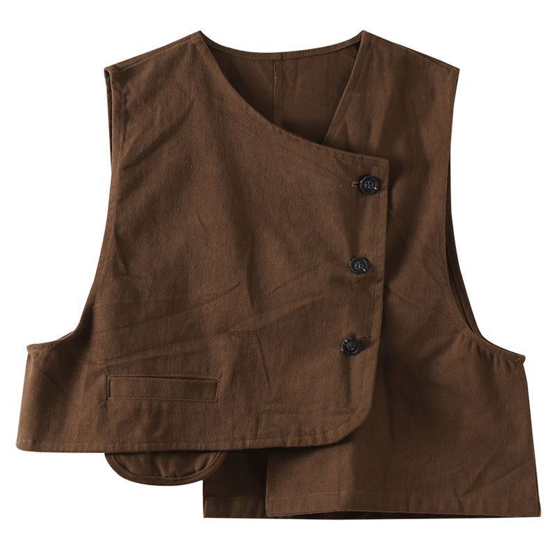 Women's Short Vest Versatile Jacket 2023 Spring and Autumn New Style Early Autumn Sleeveless Top Irregular Denim Cotton Vest Trendy Women's Short Vest Versatile Jacket 2023 Spring and Autumn New Style Early Autumn Sleeveless Top Irregular Denim Cotton Vest Trendy