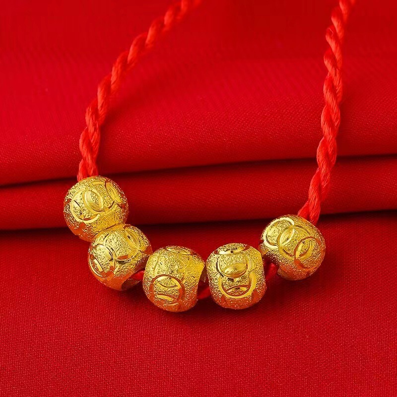 [Send red rope] Vietnam gold lucky beads love pendant women's gold-plated necklace women's clavicle chain does not fade for a long time