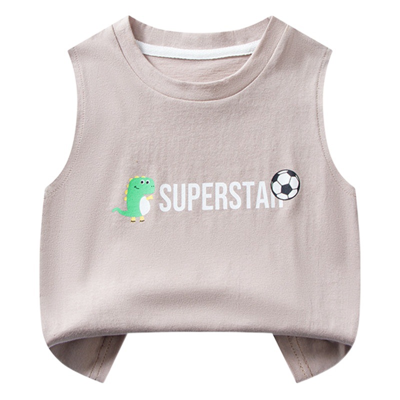 Summer Thin Kidsren's Simple Pure Cotton Sleeveless Waistcoat for Boys and Girls Cartoon Racer Vest for Small and Medium-Sized Kidsren