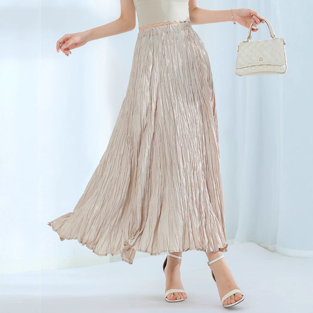 Fashionable long design fitted autumn pleated skirt