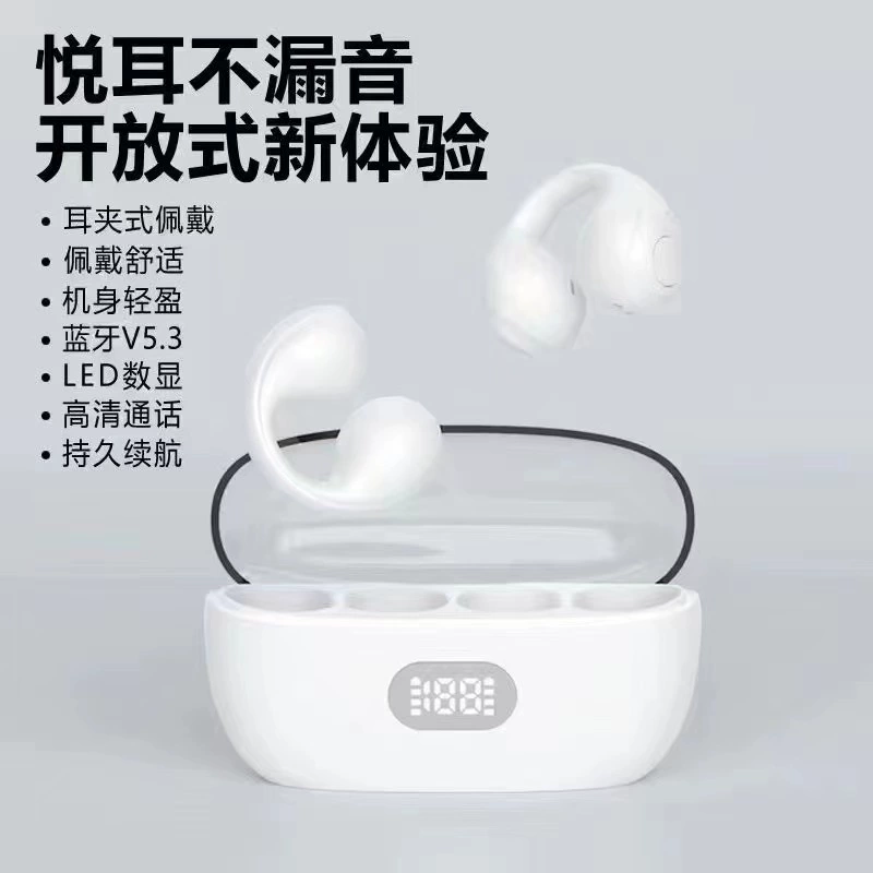 Wireless ear clips, transparent headphones, with LED display, bluetooth
