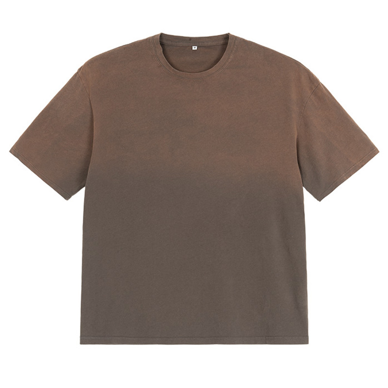 Ropa de hombre juvenil de verano casual callejera pesada lavado con agua camiseta de manga corta marca de moda de pulverización de caballo de mar de estilo retro