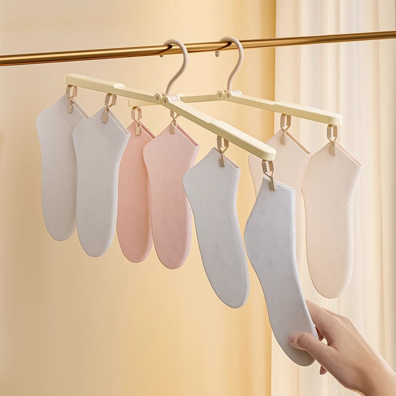 Customized Foldableing Clothes Hanger Travel Seamless Clothes Drying Rack with Clip Portable Business Trip Hotel Clothes Drying Artifact Clothespin W