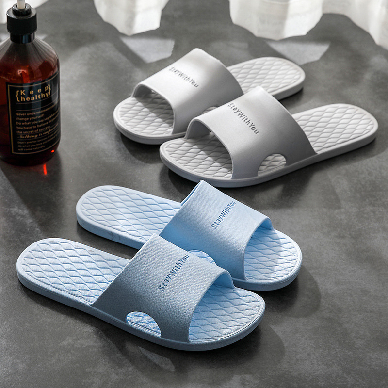 Men's Slippers for Home Use in Summer, Indoor Bathroom, Plastic Soft-Soled Bathing Sandals, Men's Summer Flat Slippers