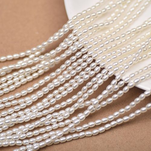 Shijia glass millet beads 3mm rice-shaped pearl imitation natural freshwater baby beads necklace diy jewelry accessories wholesale