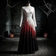 2026 Halloween Women's A-line Long Dress Elegant Vintage Designer Party Gradient Print Long Sleeve V-neck Dress 2026 Halloween Women's A-line Long Dress Elegant Vintage Designer Party Gradient Print Long Sleeve V-neck Dress
