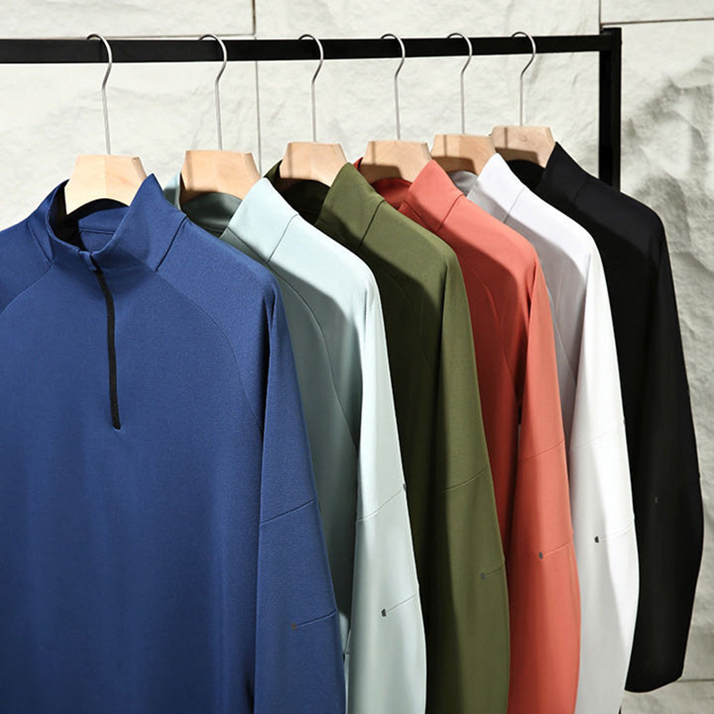 UPF50! Technology cold 2025 sunscreen breathable men's and women's leisure half zipper sports long sleeve T-shirt base shirt