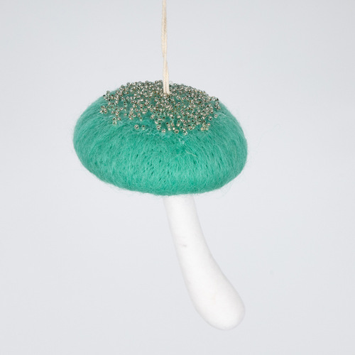 Christmas Mushroom Pendant Cute Felt Mushroom Decor Gift Green and Brown Christmas Tree Ornament