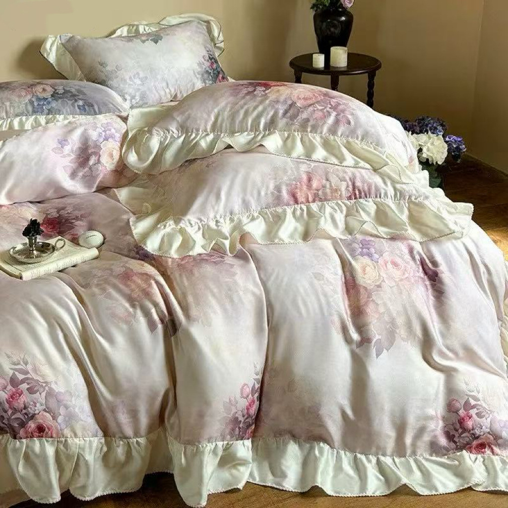 Premium Tencel Eisseide Bettwäsche Set Vierteilig Sommerbettwäsche_voghion.com