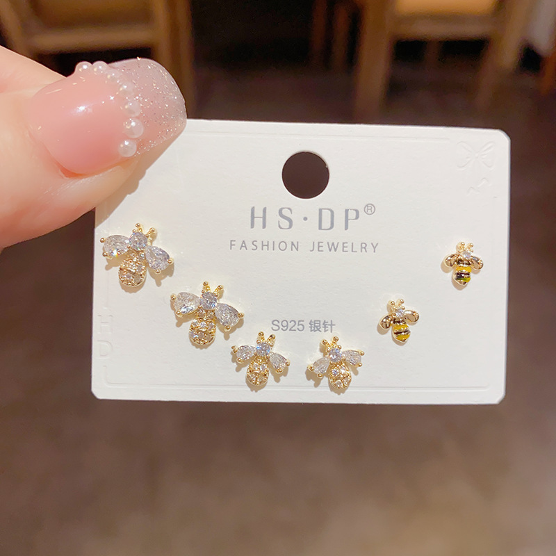 925 Sterling Silver Ear Needle Material 1 Set Simple Style Commute Copper 14K Gold Plated Ear Studs
