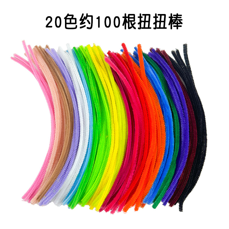 Twisted stick felpa tira material hecho a mano de los niños bola lana kindergarten creativo color macaron