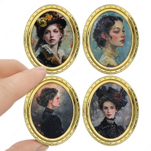 娃娃屋迷你家具袖珍模型人物肖像画1/12微缩场景obll