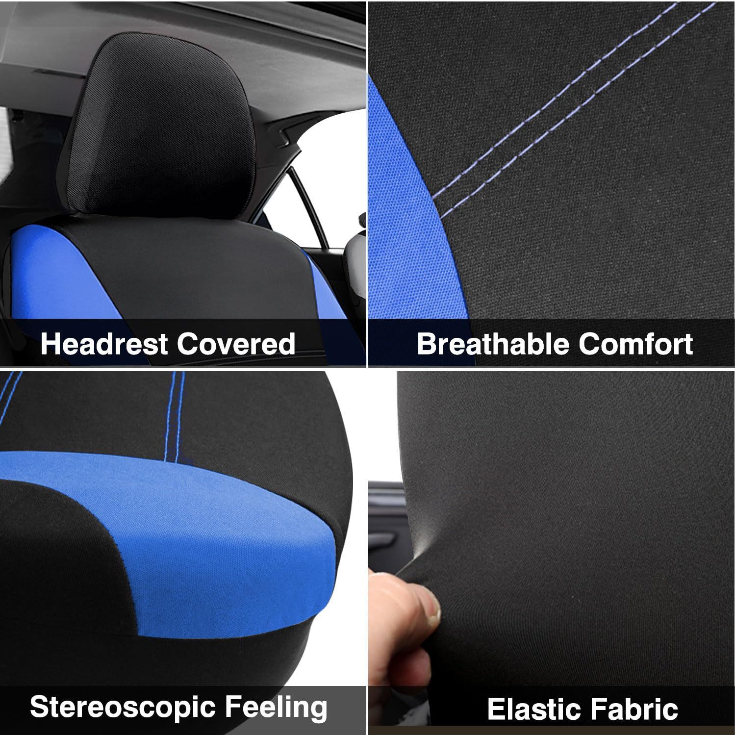 Cross-Border Four-Season Universal Single Seat 2-Piece Set + Double Seat 4-Piece Set Car Seat Cover with Waistline Design Fabric Cushion Cover