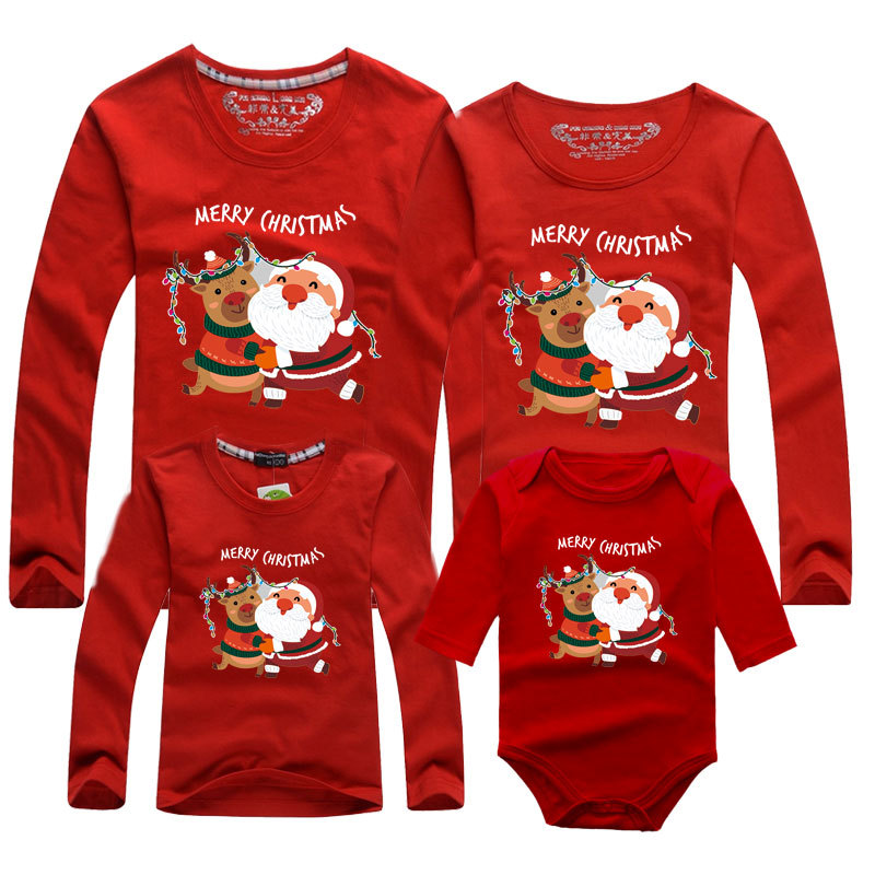 2022B navidad de manga larga nueva ropa para padres e hijos ropa para niños pareja hombres y mujeres de manga larga camiseta mono mameluco